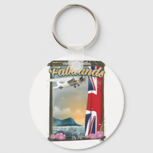 Besuchen Sie das schöne Falkland-Reiseplakat Schlüsselanhänger