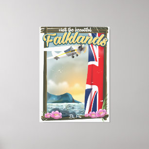 Besuchen Sie das schöne Falklands Reiseplakat Leinwanddruck