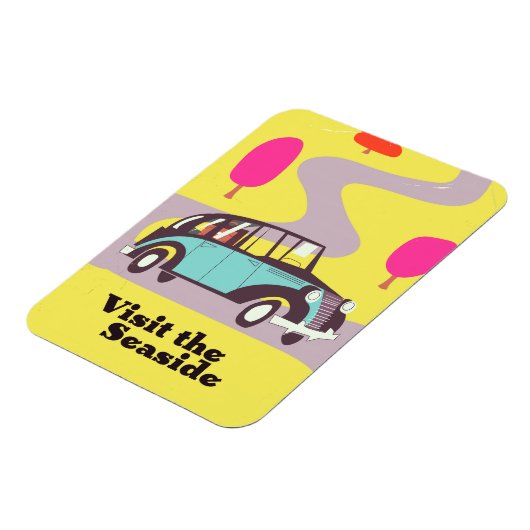 Besuchen Sie das Seaside Oldtimer-Autoplakat Magnet (Linke Seite)