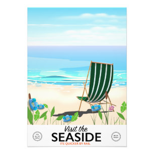 Besuchen Sie das Seaside Vintage Reiseplakat Fotodruck