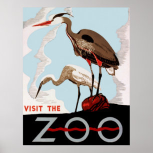 Besuchen Sie das Vintage Plakat des Zoo-WPA