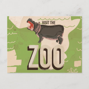 Besuchen Sie das Zoo Vintage Travel Poster Postkarte