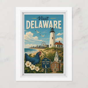 Besuchen Sie Delaware Reise Vintage Postkarte