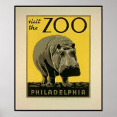 Besuchen Sie den Philadelphia Zoo, Hippo - Old WPA Poster (Vorne)