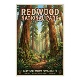 Besuchen Sie den Redwood-Nationalpark Poster