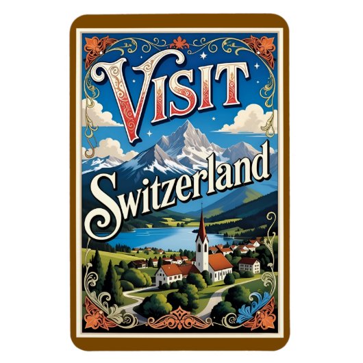 Besuchen Sie den Reiseplakat Schweiz, Magnet (Vertikal)