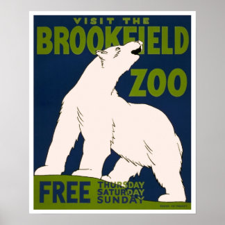 Besuchen Sie den Zoo Brookfield - Polar Bear Vinta Poster