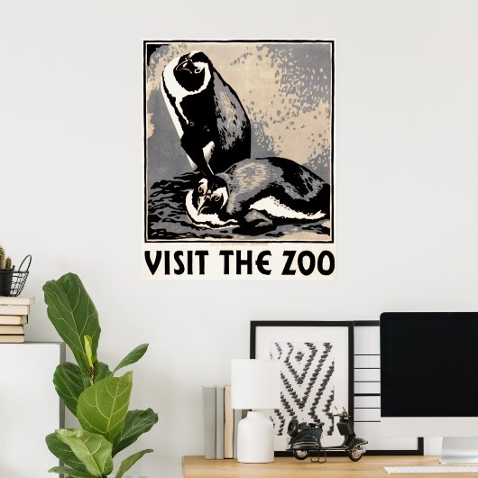 Besuchen Sie den Zoo - Pinguin WPA Poster (Heimbüro)