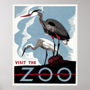 Besuchen Sie den Zoo - Travel WPA Poster