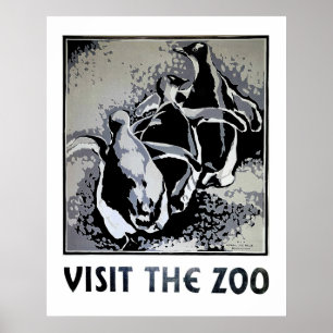 Besuchen Sie den Zoo - Vintages WPA Poster mit Pin