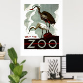 Besuchen Sie den Zoo - WPA Poster mit Helden oder  (Heimbüro)
