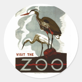 Besuchen Sie den Zoo - WPA Poster - Runder Aufkleber