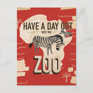Besuchen Sie den Zoo-Zebra-Vintage-Reiseposter. Postkarte