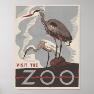 Besuchen Sie den Zooheron Vintag WPA Poster
