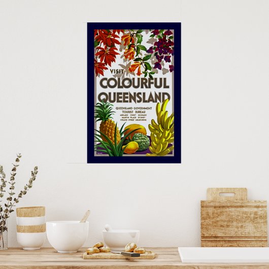 Besuchen Sie die farbenfrohe Queensland Poster (Küche)