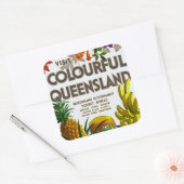 Besuchen Sie die farbenfrohe Queensland Quadratischer Aufkleber (Umschlag)