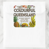 Besuchen Sie die farbenfrohe Queensland Quadratischer Aufkleber (Tasche)