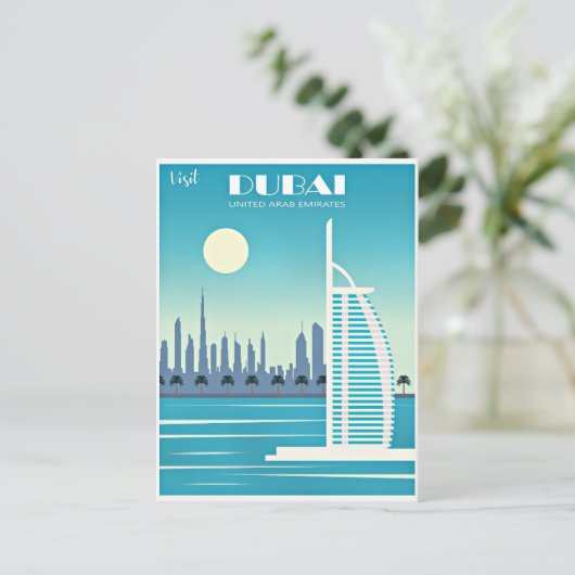 Besuchen Sie Dubai Reiseplakat Postkarte (Stehend Vorderseite)