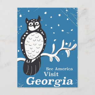 Besuchen Sie Georgia USA Vintage-Eulenposter Postkarte