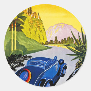 Besuchen Sie Griechenland mit dem Auto - Vintage-R Runder Aufkleber