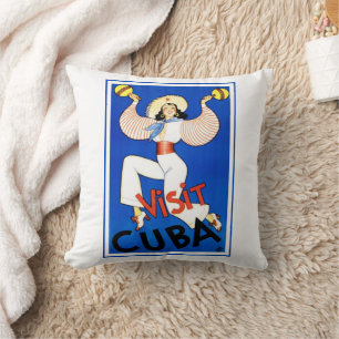 Besuchen Sie Havanna, Kuba, Vintage-Reiseposter Ma Kissen