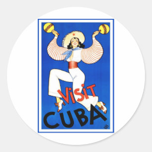 Besuchen Sie Havanna, Kuba, Vintage-Reiseposter Ma Runder Aufkleber