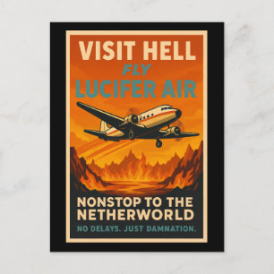 Besuchen Sie Hell - Fly Lucifer Air Vintage Reisep Feiertagspostkarte