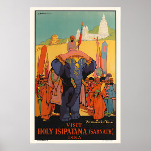 Besuchen Sie Holy Isipatana Indien Vintage Reisepl Poster