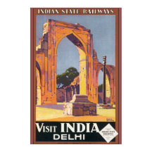 Besuchen Sie India Delhi Vintage Reiseplakat