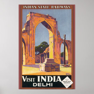 Besuchen Sie India Delhi Vintage Reiseplakat Poster