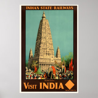 Besuchen Sie India Vintage Reiseplakat Druck Poster