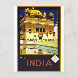 Besuchen Sie India Vintage Travel Poster Art Postkarte