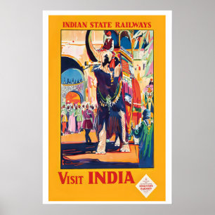 Besuchen Sie Indien Indische Staatsbahnen Vintage- Poster