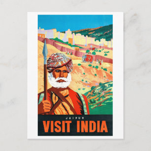 Besuchen Sie Indien, Jaipur, den Mann auf Wache. Postkarte