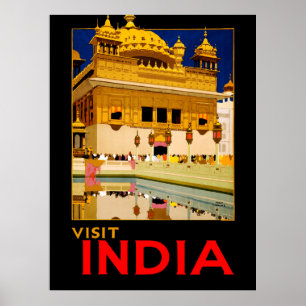 Besuchen Sie Indien Reiseplakat Vintage Kunst Poster