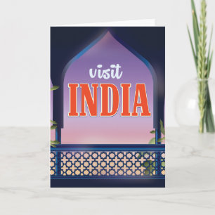 Besuchen Sie Indien Vintage-Reise Druck. Feiertagskarte