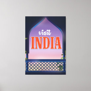 Besuchen Sie Indien Vintage-Reise Druck. Leinwanddruck