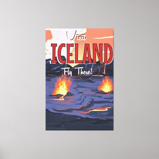 Besuchen Sie Island Vintage Reiseplakat Leinwanddruck (Vorderseite)