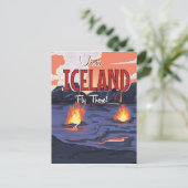 Besuchen Sie Island Vintage Reiseplakat Postkarte (Stehend Vorderseite)