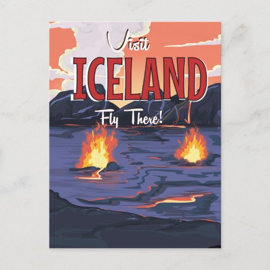 Besuchen Sie Island Vintage Reiseplakat Postkarte (Vorderseite)