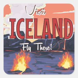 Besuchen Sie Island Vintage Reiseplakat Quadratischer Aufkleber