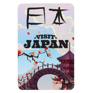Besuchen Sie Japan Retro-Reiseplakat. Magnet