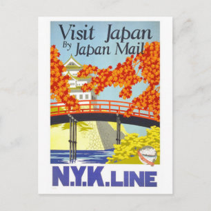 "Besuchen Sie Japan" Vintage Travel Poster Postkar Postkarte