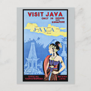 Besuchen Sie Java Indonesien von Singapur Vintage Postkarte