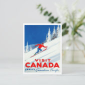Besuchen Sie Kanada Canadian Pacific Ski Art Postkarte (Stehend Vorderseite)