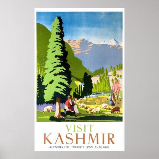 Besuchen Sie Kashmir India Vintage Travel Poster (Vorne)