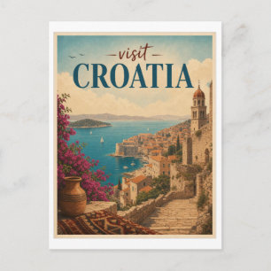 Besuchen Sie Kroatien Reise Vintage Postkarte