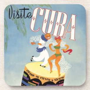 Besuchen Sie Kuba Tiki Fiesta Siesta Vintage Urlau Getränkeuntersetzer