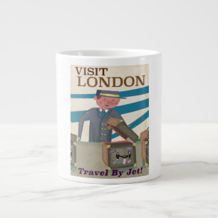 Besuchen Sie London Vintage-Reiseposter-Kunst Jumbo-Tasse