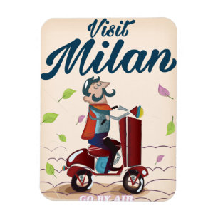 Besuchen Sie Mailand Cartoon Vintage Reiseplakat Magnet